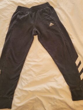 adidas Youth Black Joggers with White Stripe Accents